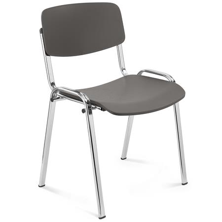 Cadeira de Visita MILKA, Elegante e Versátil, Empilhável, Pernas Cromadas, Cor Cinzento