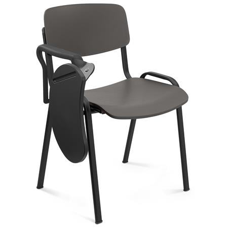 Cadeira de Visita MILKA, com Palmatória, Elegante e Versátil, Pernas Pretas, Cor Cinzento
