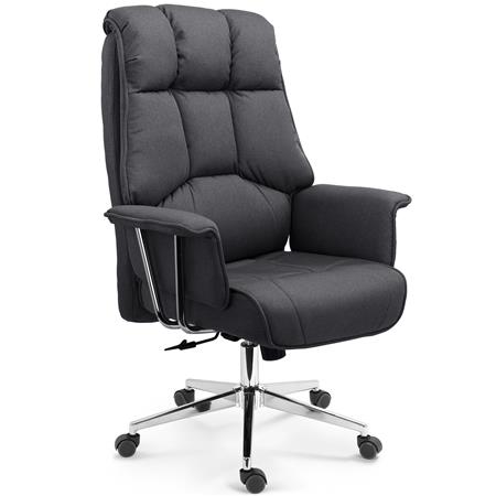 Poltrona de Escritório PRESIDENTE, Design Exclusivo, Acolchoado Alta Densidade, Pano, Cinzento Escuro