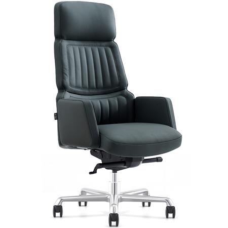 Poltrona de Escritório TOTEM, Apoios de Braços Acolchoados, Design Elegante e de Qualidade, Pele com Costuras, Cor Verde