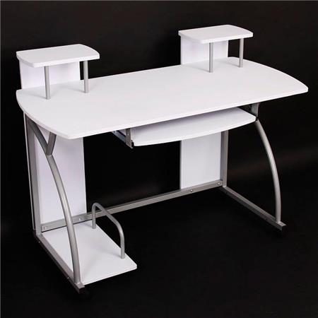 Mesa de Computador OHIO PRO, Com Apoio para Teclado, Dimensões 115x55cm, em Branco