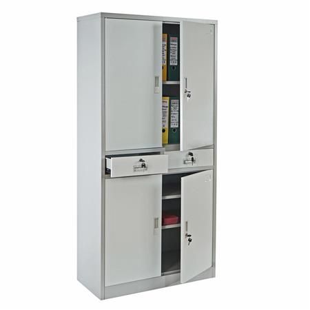 Armário Arquivador OLSEN 4 PORTAS E 2 GAVETAS, 180x85x40cm, em Aço, Cor Creme