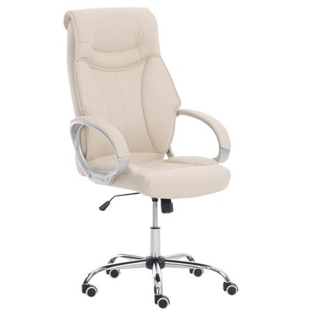 Cadeira de Escritório KIMI, Encosto Ergonómico, Acolchoado Suave, Em Pele, Creme