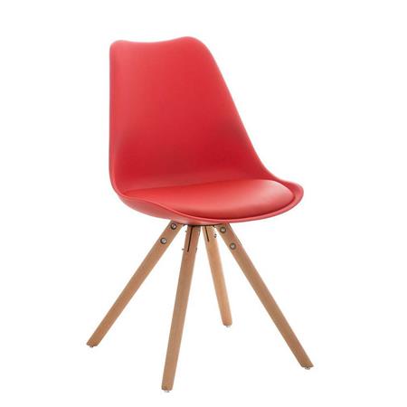 Cadeira de Visita ALMA, Design Exclusivo, Pernas Claras, Em Pele, Cor Vermelho