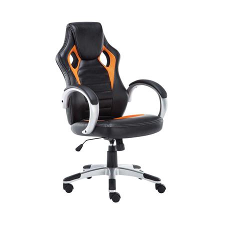 Cadeira Gaming ASCARI PRO, Design Desportivo e Máxima Comodidade, Pele e Pano, em Preto e Laranja