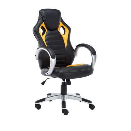 Cadeira Gaming ASCARI PRO, Design Desportivo e Máxima Comodidade, Pele e Pano, em Preto e Amarelo