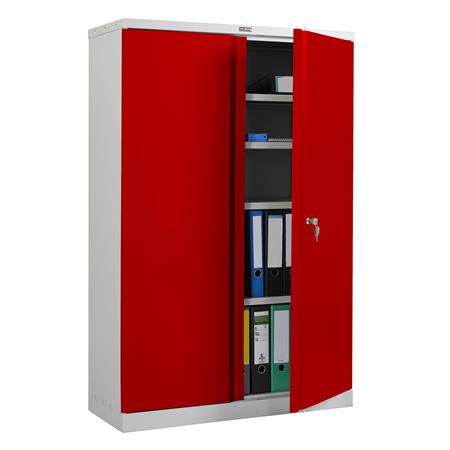Armário Arquivador CARIN 2 PORTAS, 140x92x37cm, em Aço, Cor Vermelho