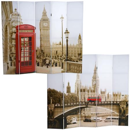 Biombo 5 panéis LONDRES, 180x200x2,5cm, Estilo Vintage, Estrutura de Madeira