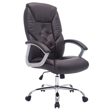Poltrona de Escritório DIONE PRO, Elegante Design, Bom Acolchoado, Resistente Até 170kg, Em Pele Castanha