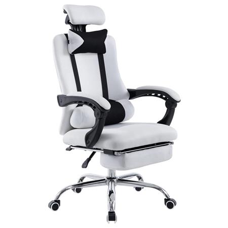 Cadeiras Gaming ANTARES, Reclinável, Apoia Pés Extensível, Malha Respirável, Cor Branco