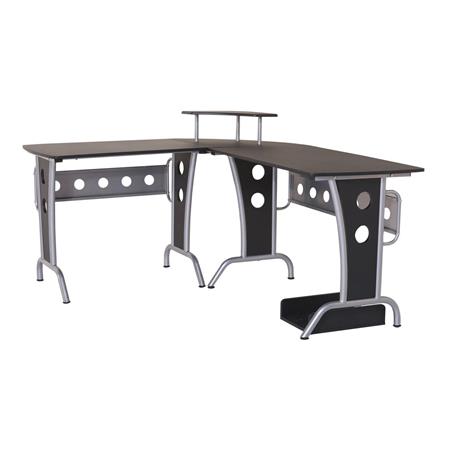 Mesa Para Computador KAMI, Dimensões 165x145x86 cm, Estrutura Metálica, Em Madeira, Cor Preto