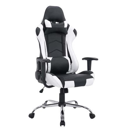 Cadeira Gaming ZELDA, Encosto Reclinável, Almofadas Incluidas, Base Metálica, Em Preto/Branco