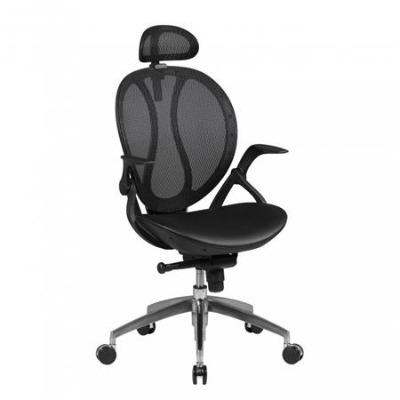 Cadeira Ergonómica TELMA PRO, Apoio para cabeça e apoia braços Reguláveis em Malha Transpirável cor Preto