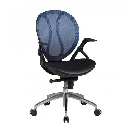Cadeira Ergonómica TELMA, Apoia braços reguláveis em Malha Transpirável, Cor Azul