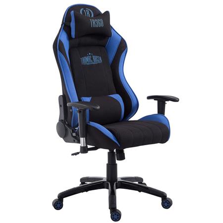 Cadeira gaming TURBO PANO, Com Encosto reclinável, Almofadas Lombar e Cervical, Preto/Azul