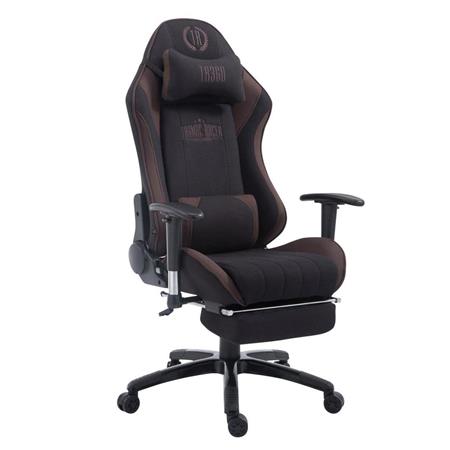 Cadeira Gaming TURBO PANO com Apoio para os pés, Encosto Reclinável, Almofadas Lombar e Cervical, Em Preto/Castanho
