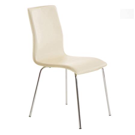 Cadeira de Visita MIKI, Design Exclusivo, Forrada Em Pele, Cor Creme