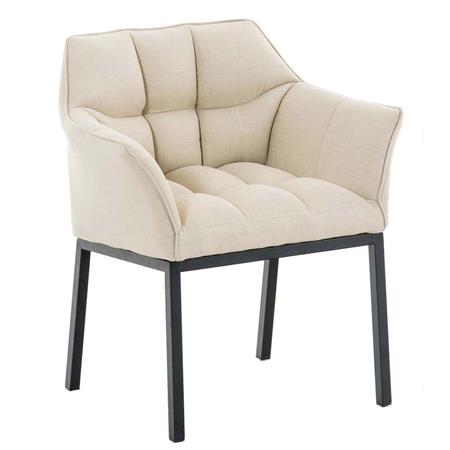 Cadeira de Visita OCTAVIO TECIDO, Estructura Metálica Preta, Grande Acolchoado, Cor Creme
