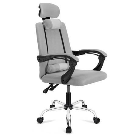Cadeira Ergonómica FABIO, Reclinável, Almofadado, Malha Respirável, Cor Cinza