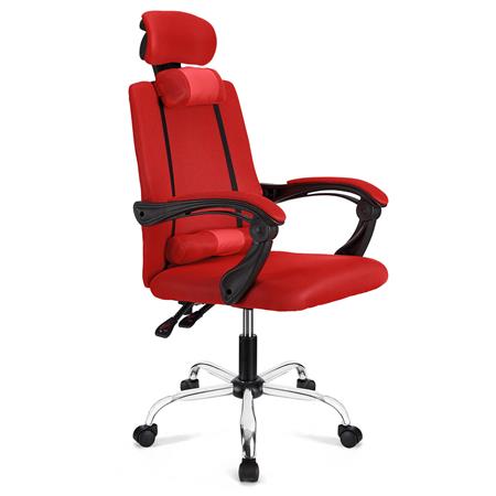 Cadeira Ergonómica FABIO, Reclinável, Almofadado, Malha Respirável, Cor Vermelho