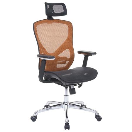 Cadeira Ergonómica LAMBI, Totalmente Ajustável, Suporte Lombar, Em Cor Laranja e Preto