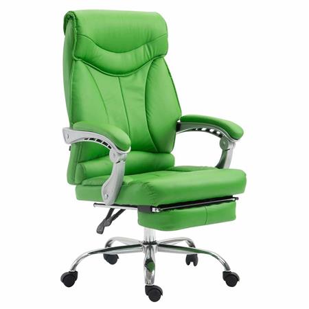 Poltrona de Escritório OREGON, Apoio para os pés Extensível, Bom Acolchoado, Em Pele cor Verde