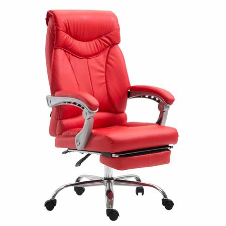 Poltrona de Escritório OREGON, Apoio para os pés Extensível, Bom Acolchoado, Em Pele cor Vermelho