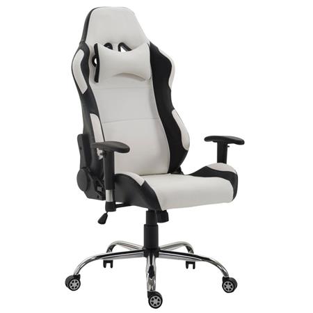 Cadeira Gaming ROSBY, Design Desportivo e Muito Confortável, Em Pele, Cor Branco