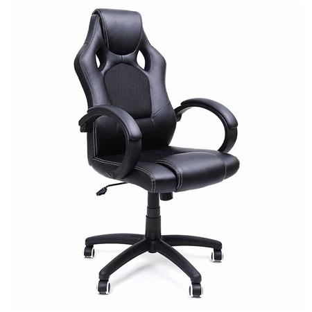 Cadeira Gaming ARTY, Grande Acolchoado, Design Desportivo, Em Pele, Cor Preto