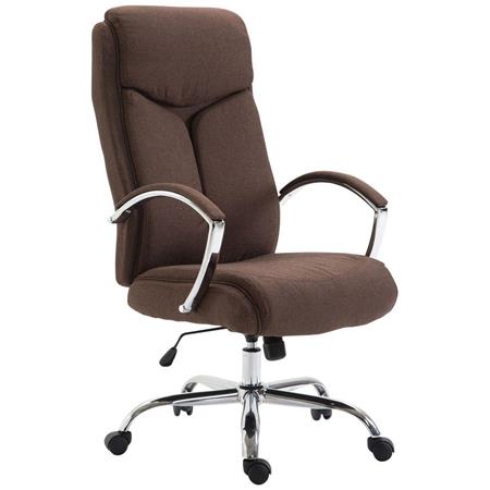 Cadeira de Escritório BAUDY PANO, Grosso Acolchoado, Base Metálica, Cor Castanho