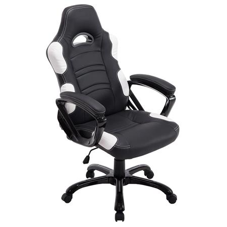 Cadeira Gaming AUKE, Reclinável, Design Desportivo, Em Pele, Cor Preto/Cinzento