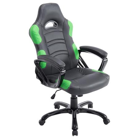 Cadeira Gaming AUKE, Reclinável, Design Desportivo, Em Pele, Cor Preto/Verde