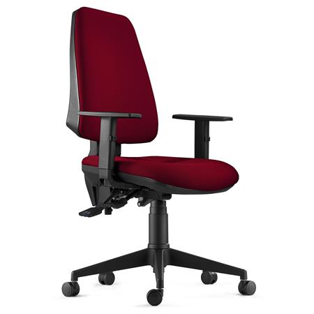 Cadeira Ergonómica INDIANA, em Pano, Bordeaux, com Braços Ajustáveis