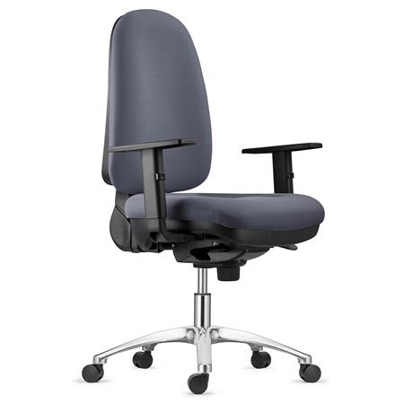 Cadeira de Escritório NAXOS PRO, Base Metálica Reforçado XXL, Braços Ajustáveis, Pano Cinzento