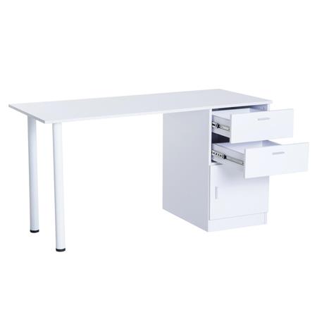 Mesa de Computador JAMES, com Gavetas, 138x60x74 cm, Em Madeira Cor Branco