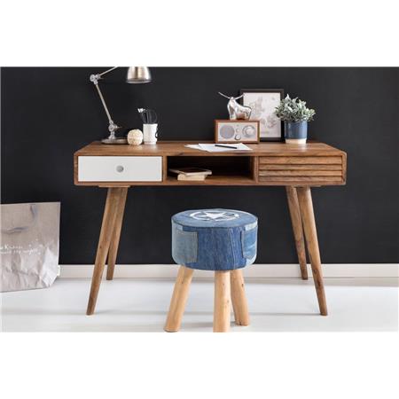 Mesa de Computador REPANG, 117x60x75 cm, Em Madeira, Cor Castanho / Branco