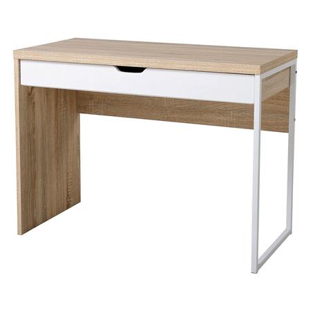 Mesa de Computador HANS, 100x50x75 cm, Com Gaveta, Cor Castanho / Branco