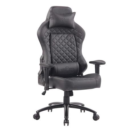 Cadeira Gaming MAXIM, Com Encosto reclinável, Almofadas Lombar e Cervical, Em Pele Preto