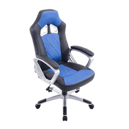Cadeira gaming SAINZ, Com Altura Regulável, Mecanismo de Balanço, Em Pele Preto/Azul