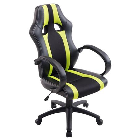 Cadeira Gaming KUBICA, Apto para 8H, Mecanismo de Balanço, Em Pele Preto/Verde