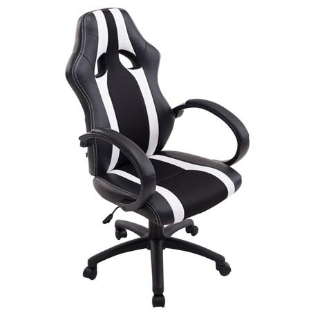 Cadeira Gaming KUBICA, Apto para 8H, Mecanismo de Balanço, Em Pele Preto/Branco