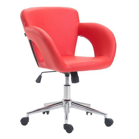 Cadeira de Escritório ALVA, Altura ajustável, Estrutura Metálica, em Pele Cor Vermelho