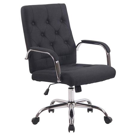 Cadeira de Escritório NESI PANO, Estrutura Metálica, Com Capitoné, Cor Preto