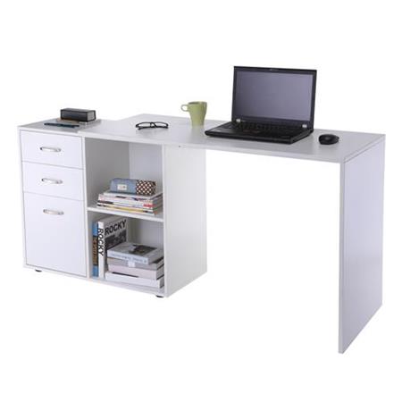 Mesa de Escritório, CANDA, Com Estantes e Armário, em Madeira, Cor Branco