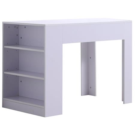 Mesa de Escritório, NELA, Dimensões 100x60x75 cm, Com Estantes, Madeira, Cor Branco