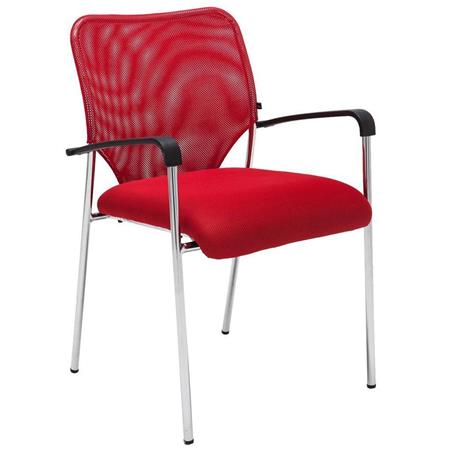 Cadeira de Visita JAMAICA, Ampla e Cómoda, em Malha Respirável, Cor Vermelho
