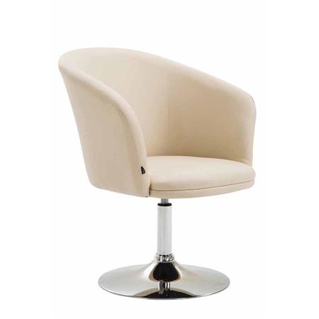 Poltrona de Visita BALI PELE, Extra Comodidade, Base Fixa, em Pele, Cor Creme