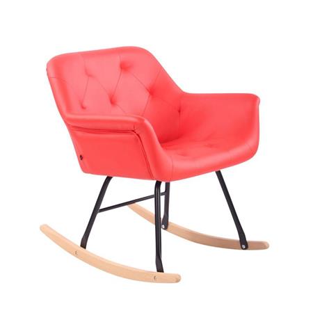 Cadeira de Balanço, DANDY PELE, Extra Comodidade, Base de Madeira, em Pele, Cor Vermelho