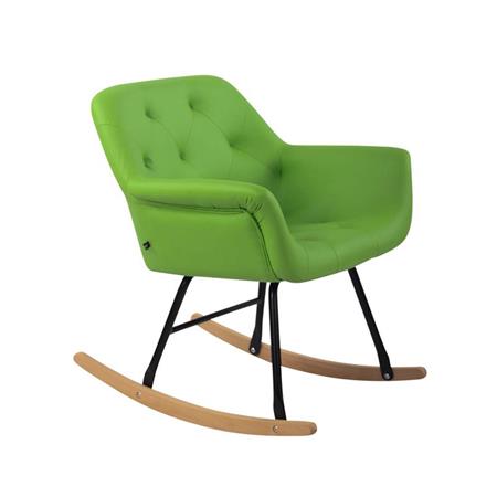 Cadeira de Balanço, DANDY PELE, Extra Comodidade, Base de Madeira, em Pele, Cor Verde