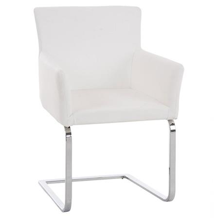 Cadeira de Visita, PIRU, Estructura Metálica, Acolchoado, Em Pele, Cor Branco
